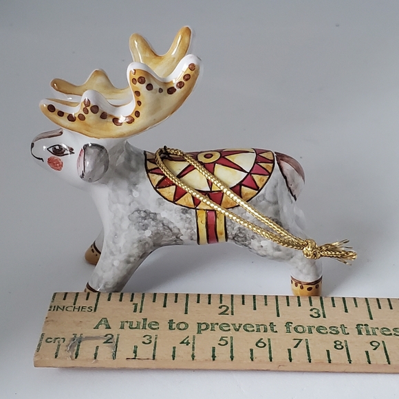 Handpainted Reindeer Ornament Handmade in Russia Vintage Ceramic Christmas Decor - Picture 9 of 9